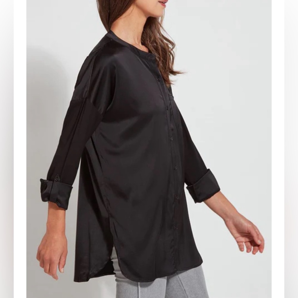 LYSSE The Eco Satin Shirt (EcoVero™ Stretch Satin) black Size small